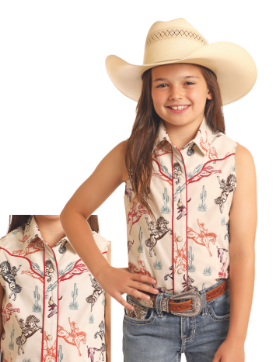 Chemise Western Vintage Femme – Blanche, Broderies Cerf Et Perles Jaune Pâle – WHITE STAG